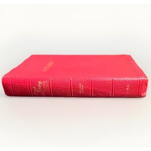 Vintage 1961 KJV Holy Bible Red Morocco Grain Leather Joseph W. Cain Thumb Index